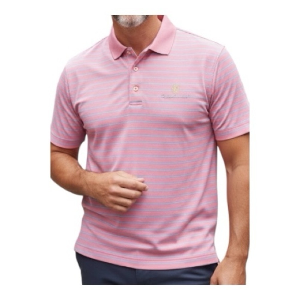 Peter Millar seaside pink Striped Polo Shirt large
